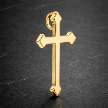 18K Gold Women's 3-Pointed Trinity Cross Necklace 2