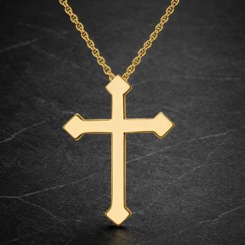 18K Gold Women's 3-Pointed Trinity Cross Necklace 3