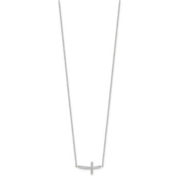 Silver CZ Sideways Cross Necklace 2