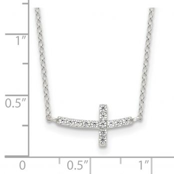 Silver CZ Sideways Cross Necklace 3