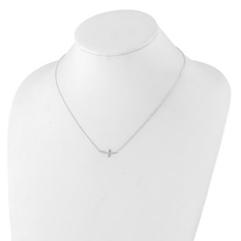 Silver CZ Sideways Cross Necklace 4