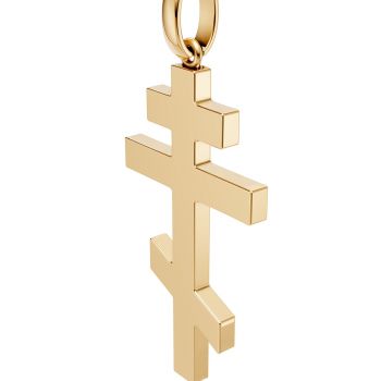 14K Gold Sculpted Orthodox Cross Pendant 5