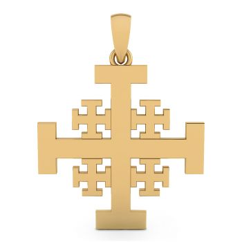 Handmade Jerusalem Cross Pendant in 14K Solid Gold 3