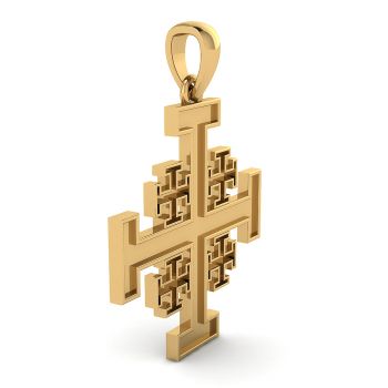 Handmade Jerusalem Cross Pendant in 14K Solid Gold 4