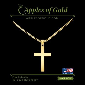 14K Solid Gold Plain Cross Necklace for Men 4