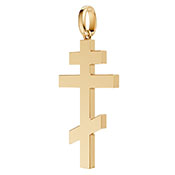 14K Gold Sculpted Orthodox Cross Pendant