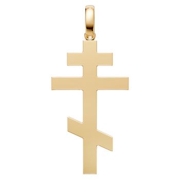 14K Gold Sculpted Orthodox Cross Pendant 2