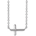 Tiny 14K White Gold Beveled Sideways Puffed Cross Necklace