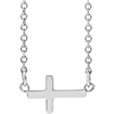 Tiny 14K White Gold Sideways Cross Necklace