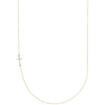 Tiny Sideways Diamond Cross Necklace in 14K Gold
