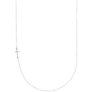 Tiny Silver Diamond Sideways Cross Necklace