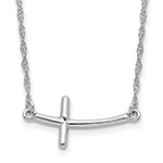 Silver Sideways Cross Necklace for Women
