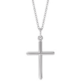 14K White Gold Classic Plain Cross Necklace for Women