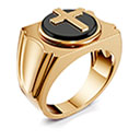 14K Gold Black Onyx Cross Ring for Men