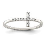 Silver CZ Cross Ring for Women