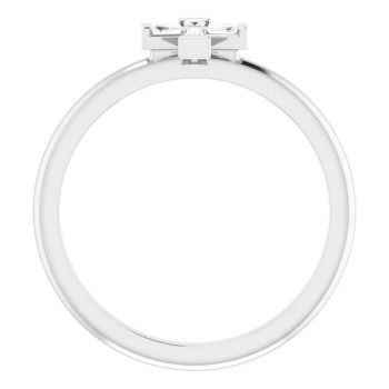 Platinum Baguette Diamond Cross Ring for Women 2