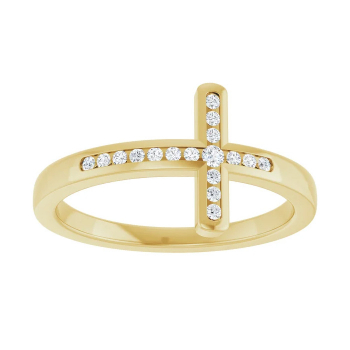 Women's Diamond Cross Ring in 14K Gold 3