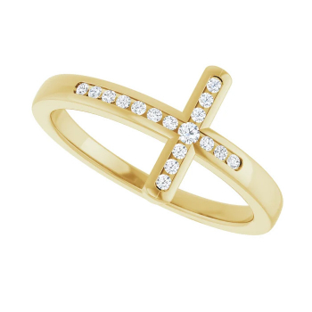 Women's Diamond Cross Ring in 14K Gold 5