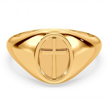 Men's Polished 14K Gold Cross Ring 2
