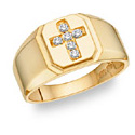 Diamond Cross Ring - 14K Gold