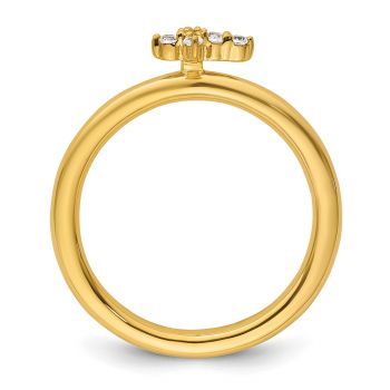 Stackable Women's Diamond Cross Ring in 14K Gold 2