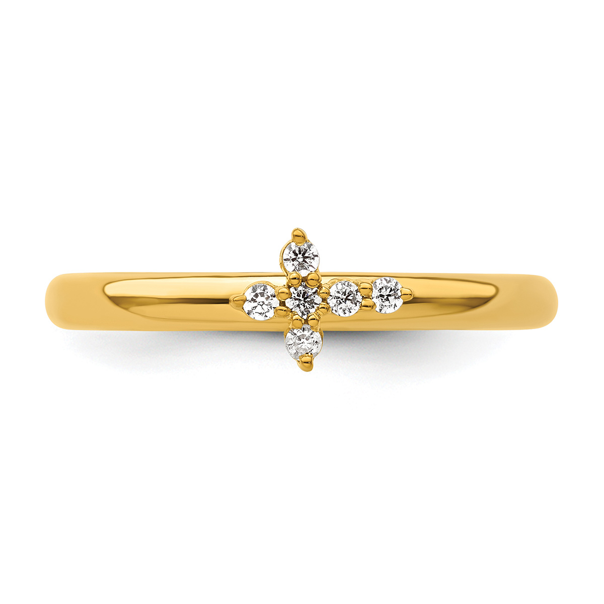 Stackable Women's Diamond Cross Ring in 14K Gold