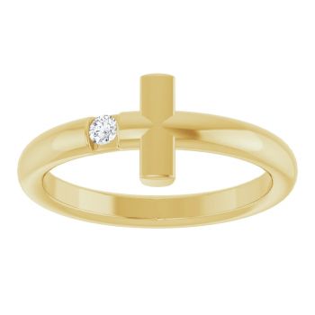 Women's Diamond Cross Ring 14K Gold 3