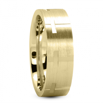 Brushed Christian Cross Wedding Band in 14K Gold 2