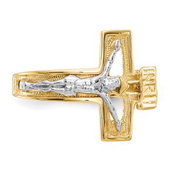 Men's Gold Crucifix Ring, 14K Two-Tone Gold 2
