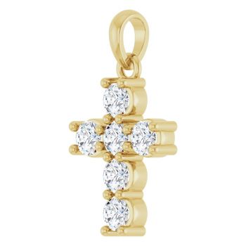 Tiny 1/2 Carat Lab-Grown Diamond Cross Pendant in 14K Gold 2