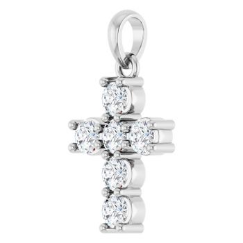 Small Platinum 0.50 Carat Diamond Cross Pendant 2