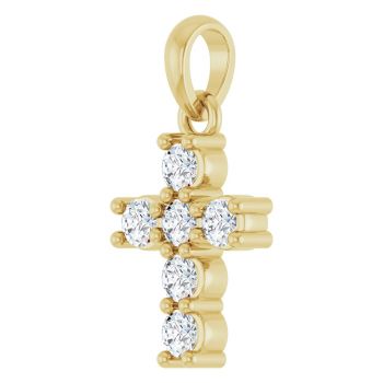 Tiny 14K Gold 1/4 Carat Diamond Cross Pendant 2