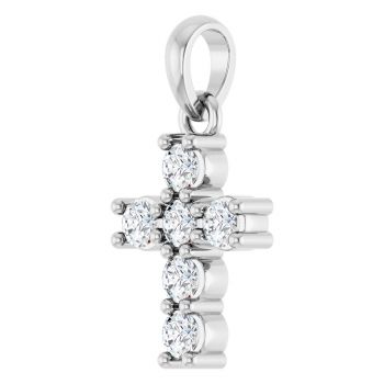 Tiny 1/4 Carat Diamond Cross Pendant in Sterling Silver 2