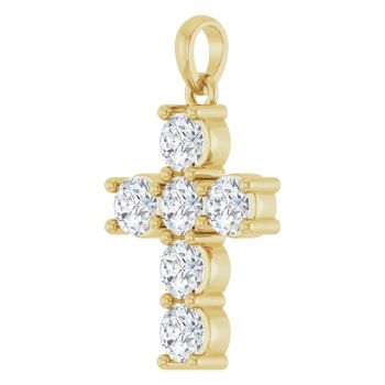 14K Gold 1 Carat Lab-Grown Diamond Cross Pendant 2