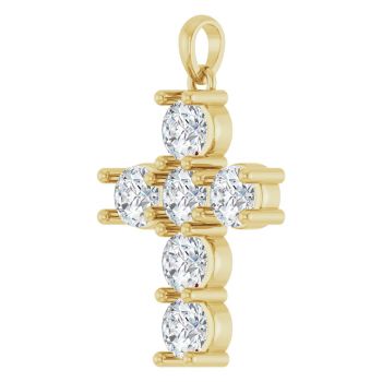 2 Carat Lab-Grown Diamond Cross Pendant in 14K Gold 2