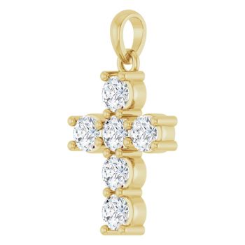 Small 14K Gold 3/4 Carat Diamond Cross Pendant 2