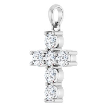 Small 3/4 Carat Diamond Cross Pendant in Platinum 2