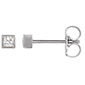 14K White Gold 0.10 Carat Bezel Princess-Cut Diamond Stud Earrings