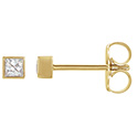 14K Gold 1/2 Carat Bezel Princess-Cut Diamond Stud Earrings
