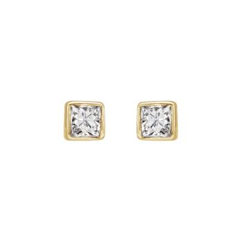 14K Gold 0.05 Carat Bezel-Set Princess-Cut Diamond Stud Earrings 2