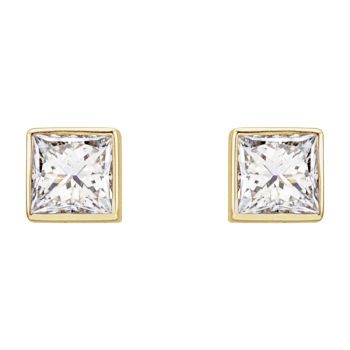 1/5 Carat Bezel Princess-Cut Diamond Stud Earrings in 14K Gold 2