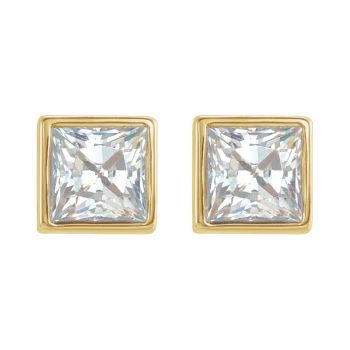 3/4 Carat Bezel Princess-Cut Diamond Stud Earrings in 14K Gold 2