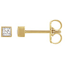 3/4 Carat Bezel Princess-Cut Diamond Stud Earrings in 14K Gold