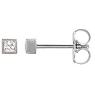 14K White Gold 3/4 Carat Bezel Princess-Cut Diamond Stud Earrings