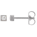 14K White Gold 0.40 Carat Bezel Princess-Cut Diamond Stud Earrings