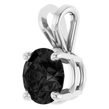 14K White Gold 1 Carat Black Diamond Solitaire Pendant 2