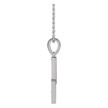 Small 14K White Gold Diamond Lightning Bolt Necklace 2
