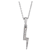 Small 14K White Gold Diamond Lightning Bolt Necklace