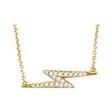 Sideways Diamond Lightning Bolt Necklace in 14K Gold