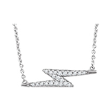 14K White Gold Sideways Diamond Lightning Bolt Necklace